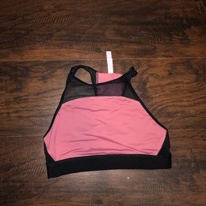 Mesh and pink razor back sports bra